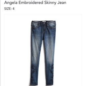 Driftwood Angela Embroidered Skinny Jean Size 4